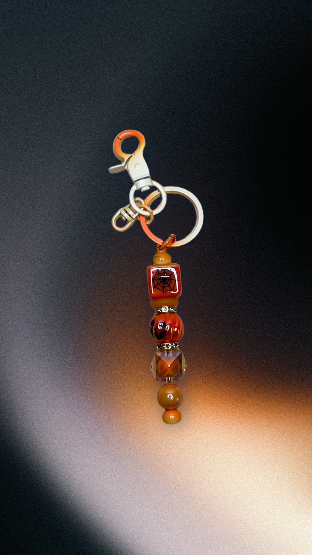 Pumpkin beaded keychain