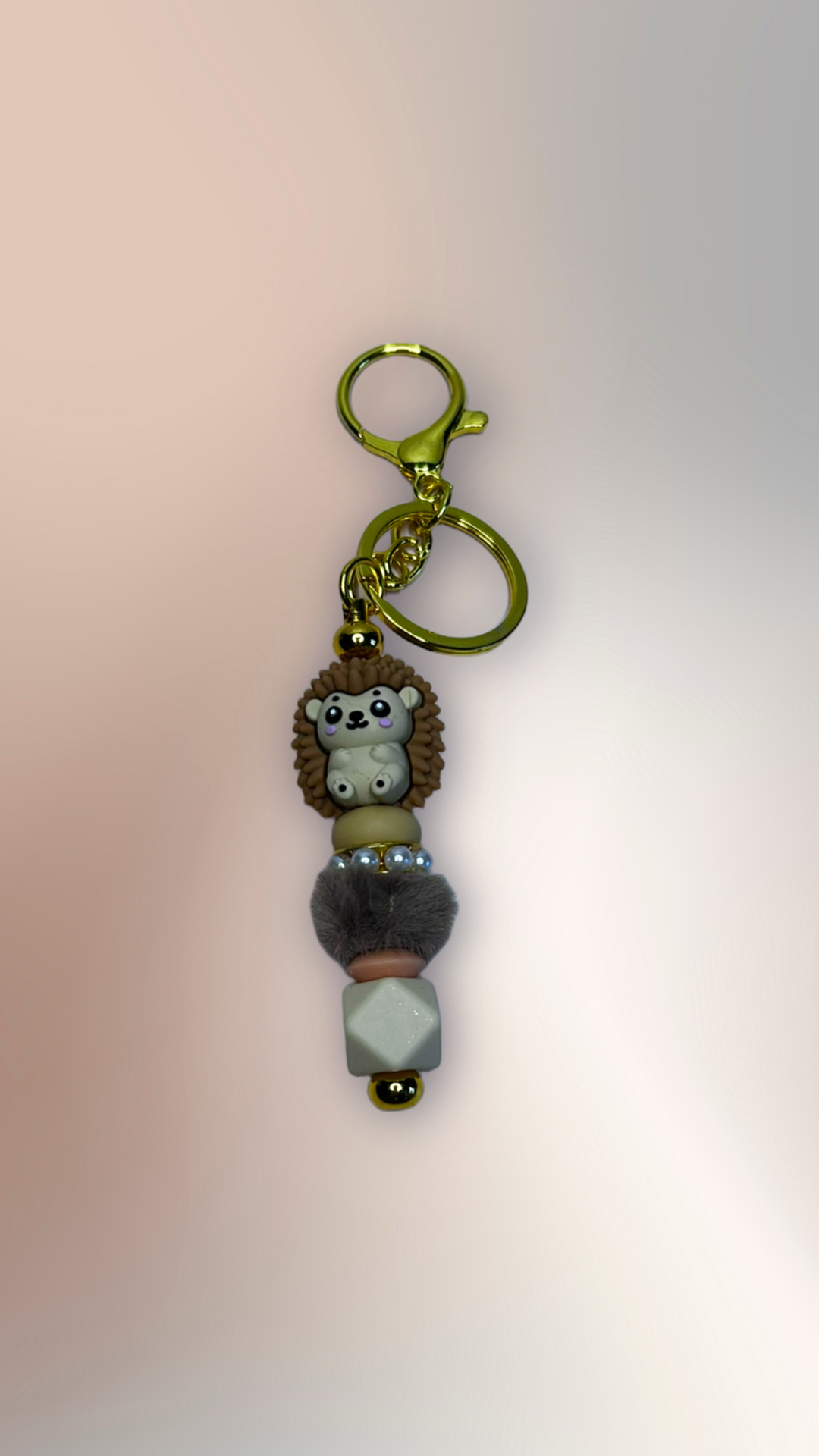 Hedgehog beaded keychain