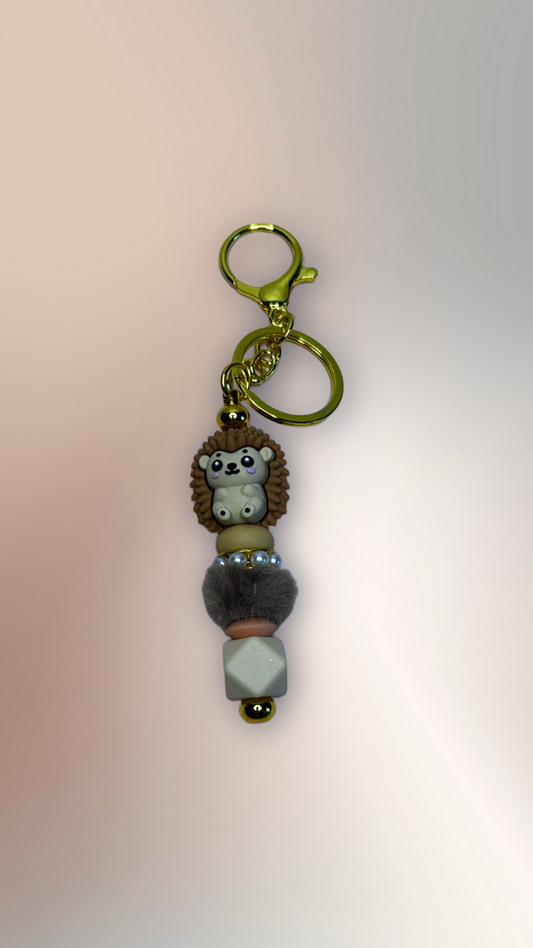 Hedgehog beaded keychain