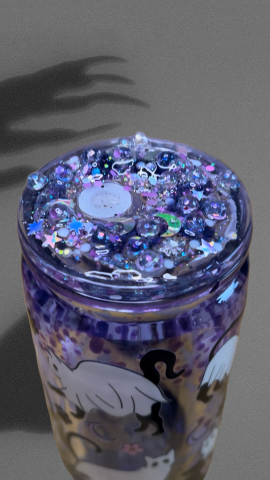 Ghost cat- lava drip snowglobe 16oz tumbler