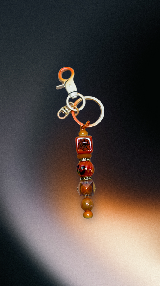 Pumpkin beaded keychain