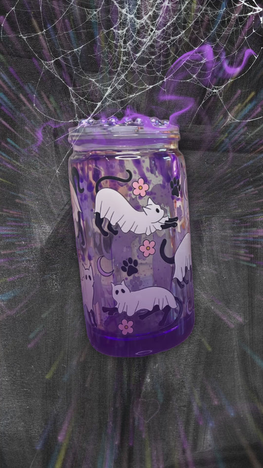 Ghost cat- lava drip snowglobe 16oz tumbler